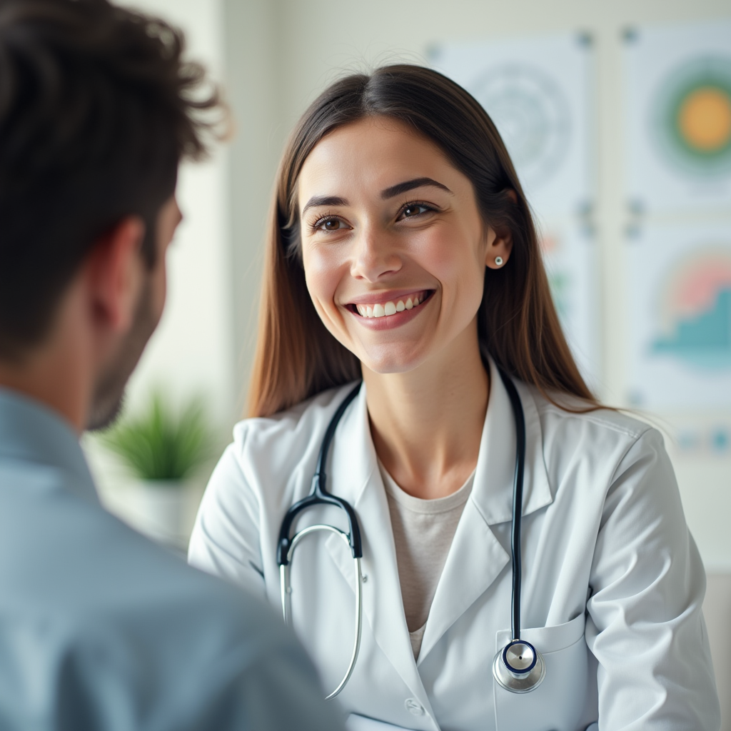 a_caring_and_professional-looking_image_of_a_female_doctor_smiling_warmly_while_speaking_with_a_pat_